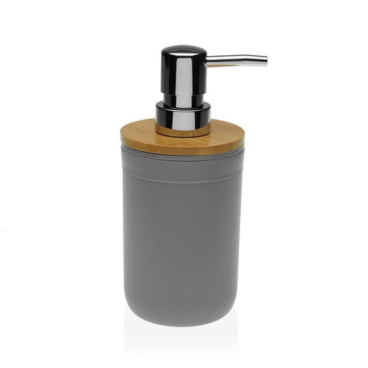 Stylish Grey Soap Dispenser with Bamboo Lid – Modern Bathroom & Kitchen